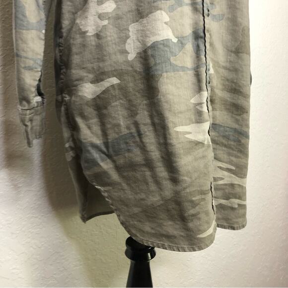 Rails army green gray camo linen blend button shirt dress size Small - Picture 4 of 16